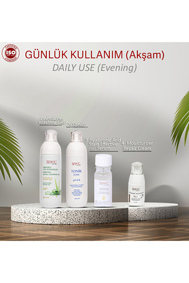 Cilt Bakım Seti Günlük Kullanım Aloe Veralı Jel +Tonik+Hyaluronic Acid +MaxB5 Full Paket